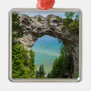 Canoeing At Arch Rock Metal Tree Decoration