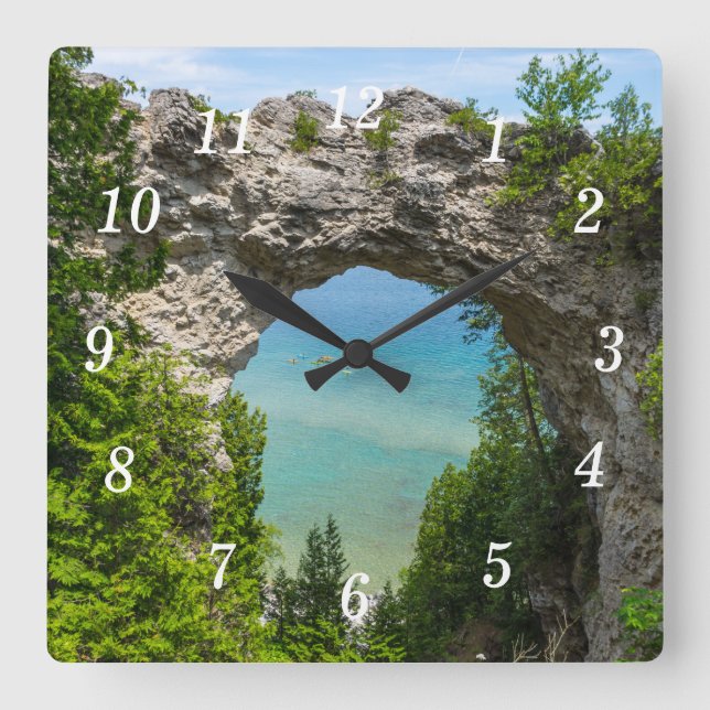 Canoeing At Arch Rock Wall Clock (Front)