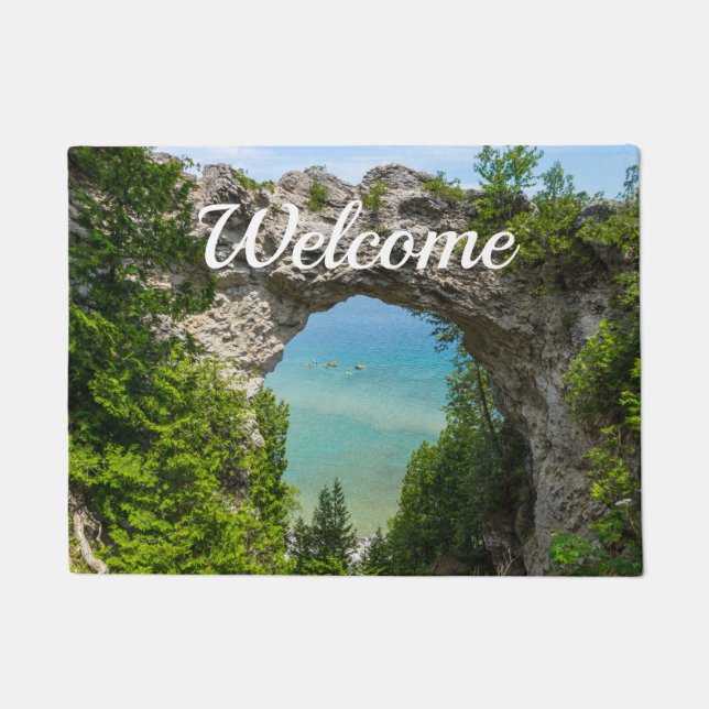 Canoeing At Arch Rock Welcome Doormat (Front)