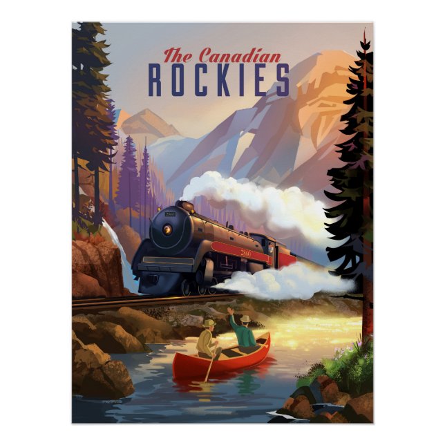 Canoeing by the  side of the train tracks. poster (Front)