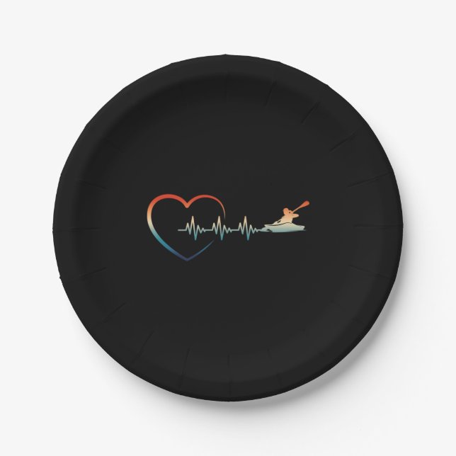 Canoeing Heartbeat Kayaking Paper Plate (Front)