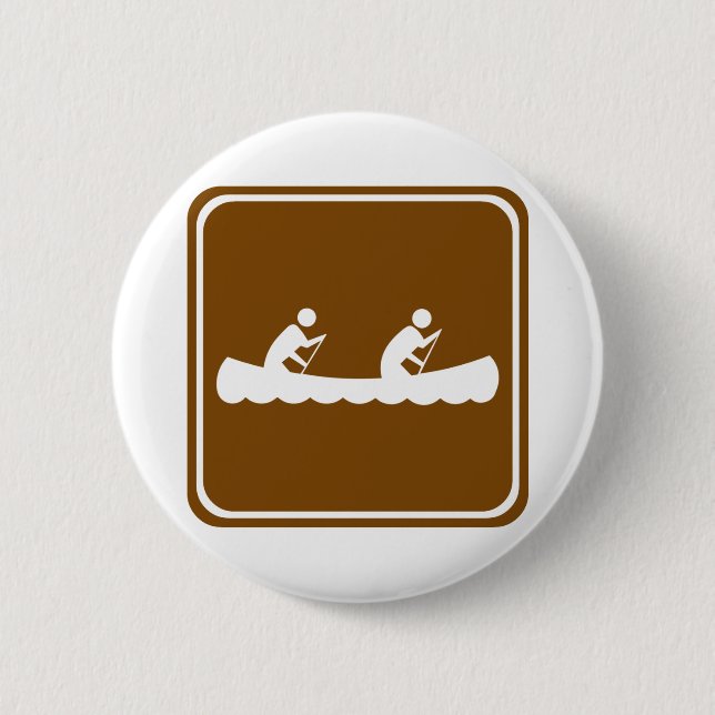 Canoeing Highway Sign 6 Cm Round Badge (Front)
