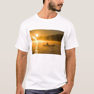 Canoeing in Lily Bay at sunrise, Moosehead Lake, T-Shirt