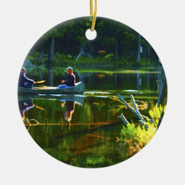 Canoeing in the Adirondacks Ceramic Tree Decoration (Front)