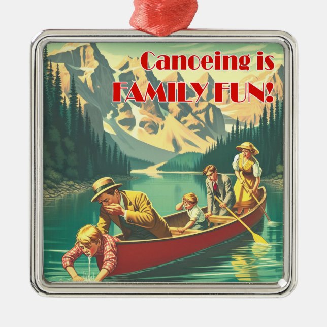 Canoeing Is Family Fun Metal Tree Decoration (Front)