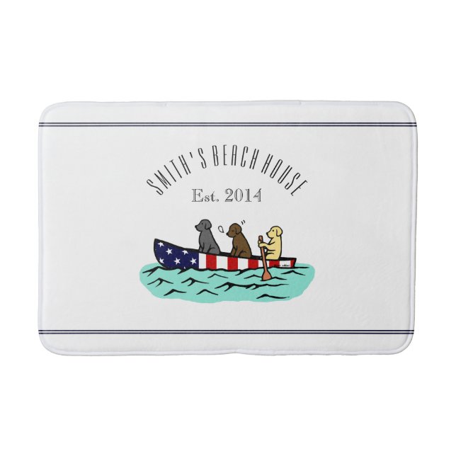 Canoeing Labrador Beach House Bath Mat (Front)