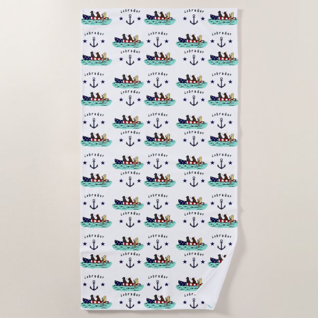 Canoeing Labrador Beach House Beach Towel (Front)