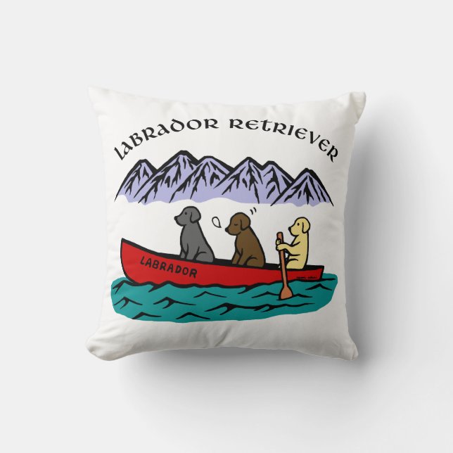 Canoeing Labrador Retrievers Cushion (Front)