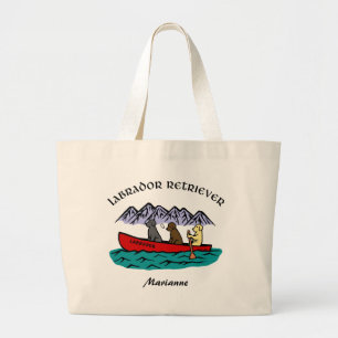Canoeing Labrador Retrievers Large Tote Bag