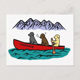 Canoeing Labrador Retrievers Postcard