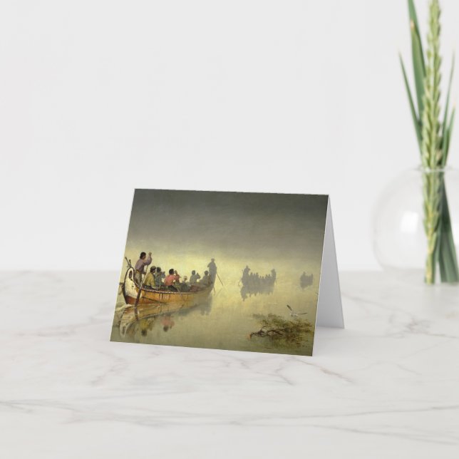 Canoes in Fog, Lake Superior, 1869 by Hopkins Thank You Card (Front)