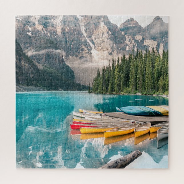 Canoes on Moraine Lake Banff National Park Canada Jigsaw Puzzle (Vertical)