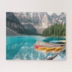 Canoes on Moraine Lake Banff National Park Canada Jigsaw Puzzle