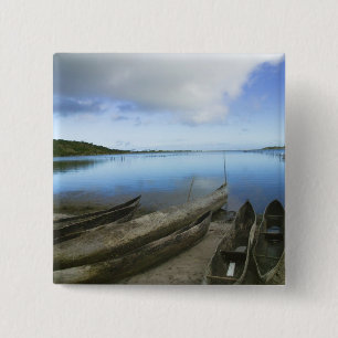Canoes on the beach, Antananarivo, Madagascar 15 Cm Square Badge