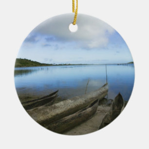 Canoes on the beach, Antananarivo, Madagascar Ceramic Tree Decoration