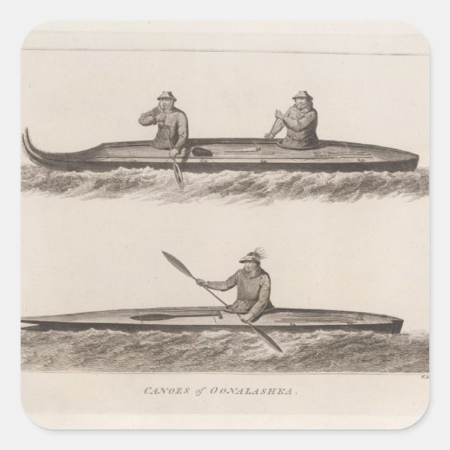 Canoes, Oonalashka, Alaska Square Sticker (Front)