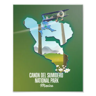 Canon del Sumidero, mexico map Magnet Photo Print