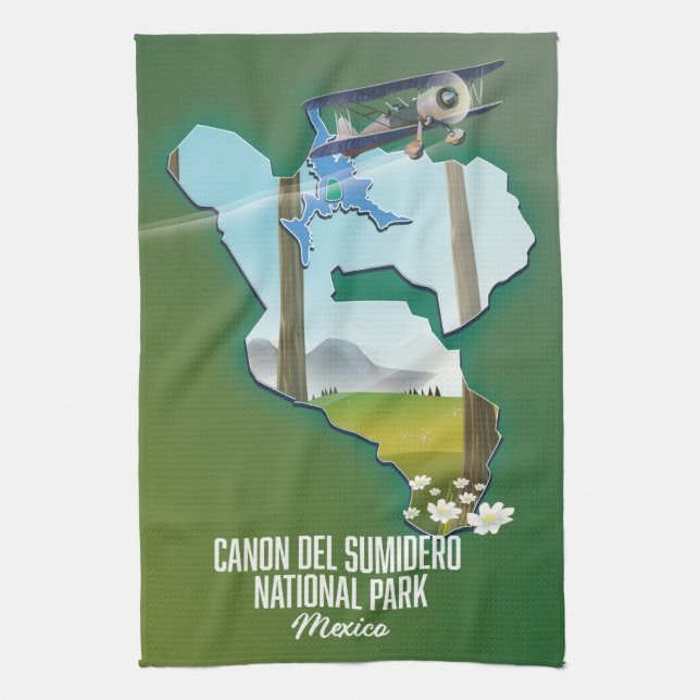 Canon del Sumidero, mexico map Tea Towel (Vertical)