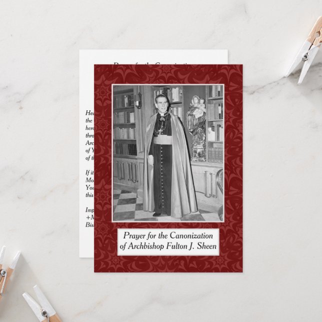 CANONIZATION ARCHBISHOP FULTON SHEEN PRAYER CARD (Front/Back In Situ)