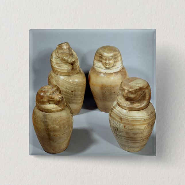 Canopic jars of Hor-ir-aa, Saite (alabaster) 15 Cm Square Badge (Front)
