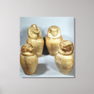 Canopic jars of Hor-ir-aa, Saite (alabaster) Canvas Print