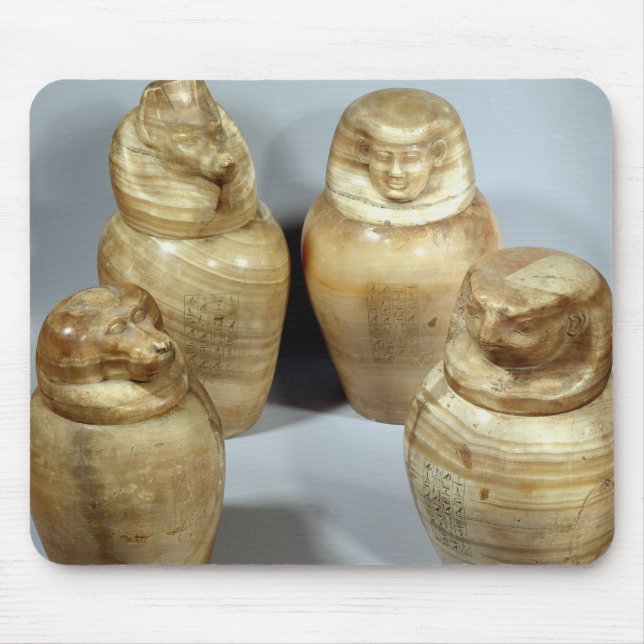 Canopic jars of Hor-ir-aa, Saite (alabaster) Mouse Mat (Front)