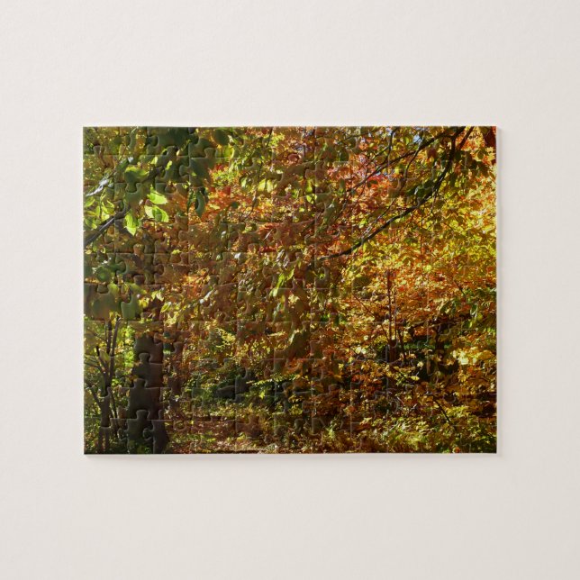 Canopy of Fall Leaves II Yellow Autumn Photography Jigsaw Puzzle (Horizontal)