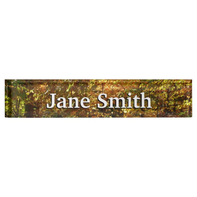 Canopy of Fall Leaves II Yellow Autumn Photography Nameplate (Front)