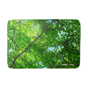 Canopy of Green, Leafy Branches with Blue Sky    Bath Mat