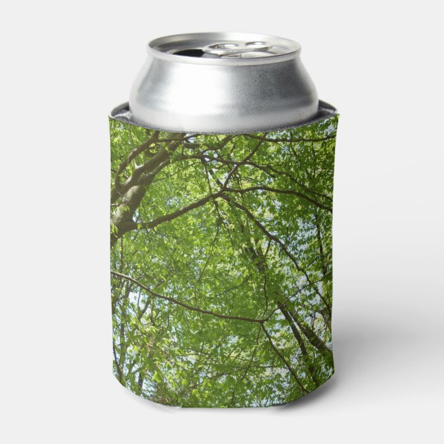 Canopy of Spring Leaves Green Nature Scene Can Cooler (Can Front)