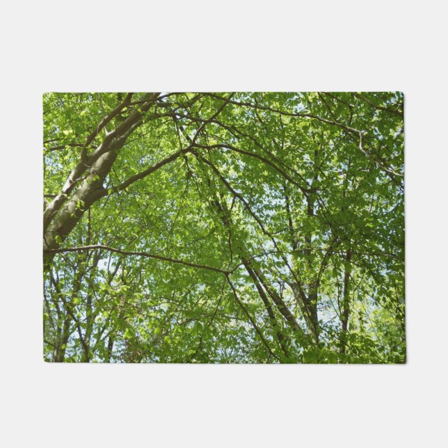 Canopy of Spring Leaves Green Nature Scene Doormat (Front)