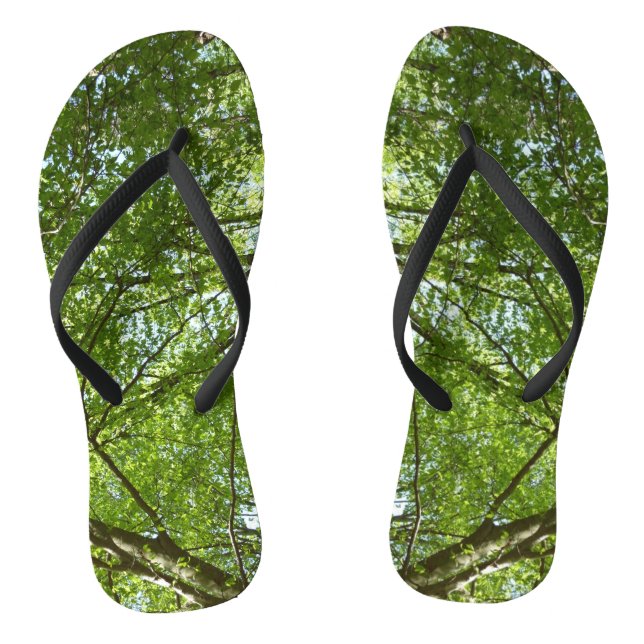 Canopy of Spring Leaves Green Nature Scene Flip Flops (Footbed)