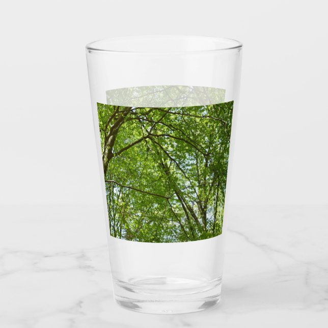 Canopy of Spring Leaves Green Nature Scene Glass (Front)