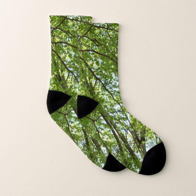 Canopy of Spring Leaves Green Nature Scene Socks (Pair)