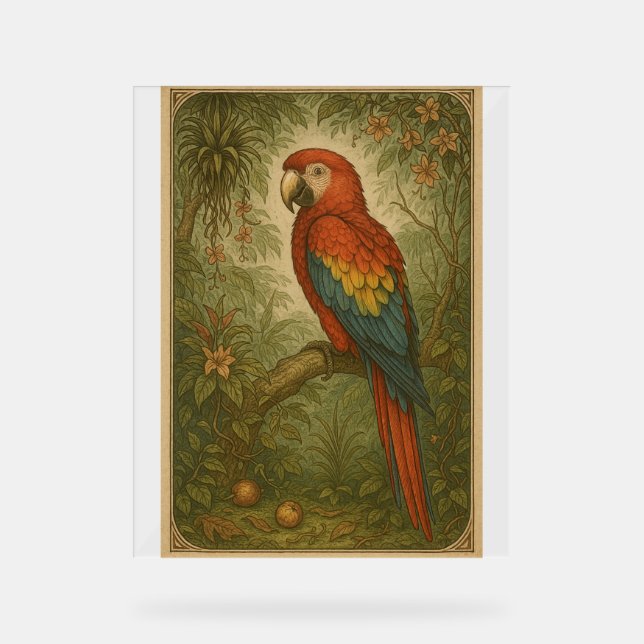 Canopy Sentinel – The Scarlet Macaw Acrylic Sign (Front)