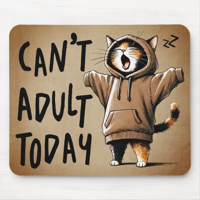 Can't Adult Today Funny Cat Mouse Mat (Front)