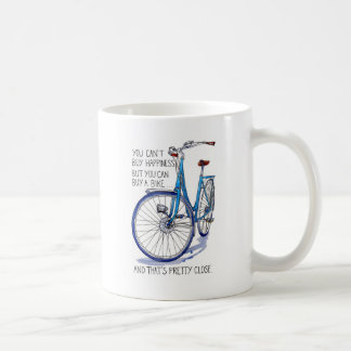 Can't buy happiness, blue bike coffee mug