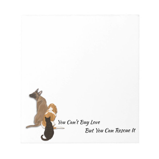 Can't Buy Love Animal Rescue Notepad (Front)