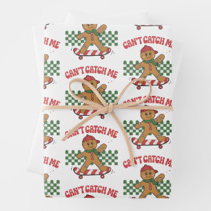 Can't Catch Me Christmas Gingerbread Xmas Wrapping Paper Sheet