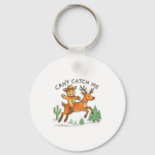 Can't Catch Me Cowboy Gingerbread Man Christmas  Key Ring