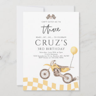 Can't Catch Me Dirt Bike Boy 3rd Birthday Party Invitation