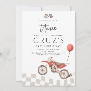 Can't Catch Me Dirt Bike Boy 3rd Birthday Party Invitation