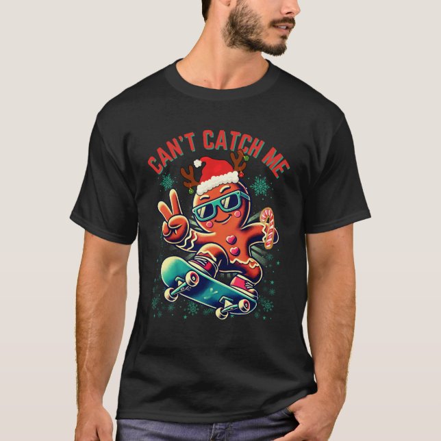 Can't Catch Me Gingerbread Man Boys Kids XmT-Shirt T-Shirt (Front)