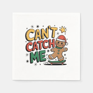 Can't Catch Me Gingerbread Skating Christmas Napkin