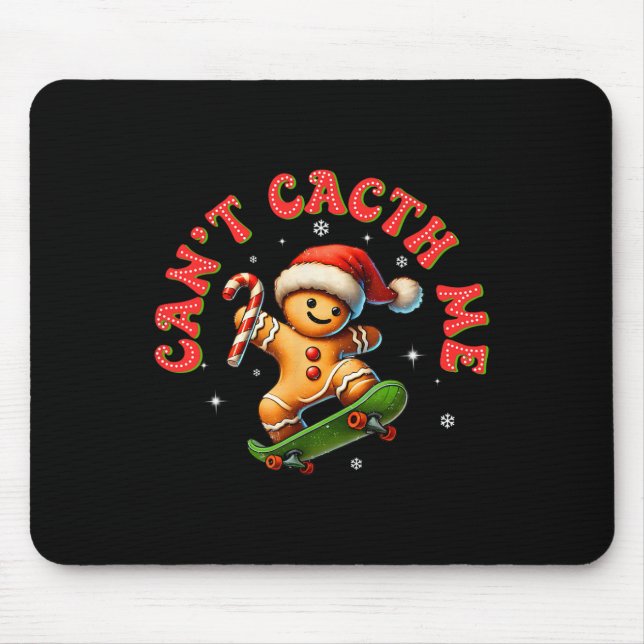 Can't Catch Me Groovy Christmas Gingerbread Man Bo Mouse Mat (Front)