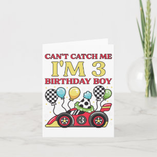 Can't Catch Me I'm 3 Boys Kids 3rd Birthday Family Card