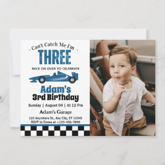 Can't Catch Me I'm Three Boy 3rd Birthday  Invitation