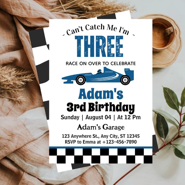 Can't Catch Me I'm Three Boy 3rd Birthday  Invitation (Creator Uploaded)