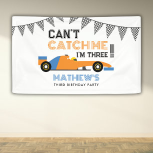 Can't Catch Me I'm Three Race Car 3rd Birthday  Banner