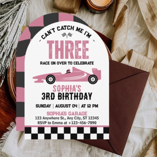Can't Catch Me I'm Three Race Car 3rd Birthday Invitation (Creator Uploaded)
